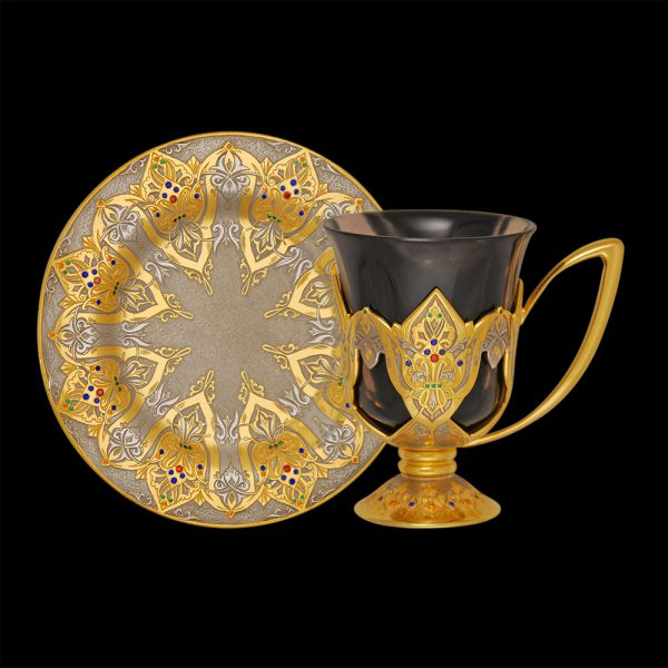 Arabic coffee set decorated with alpanites, spinel, corundum, gold