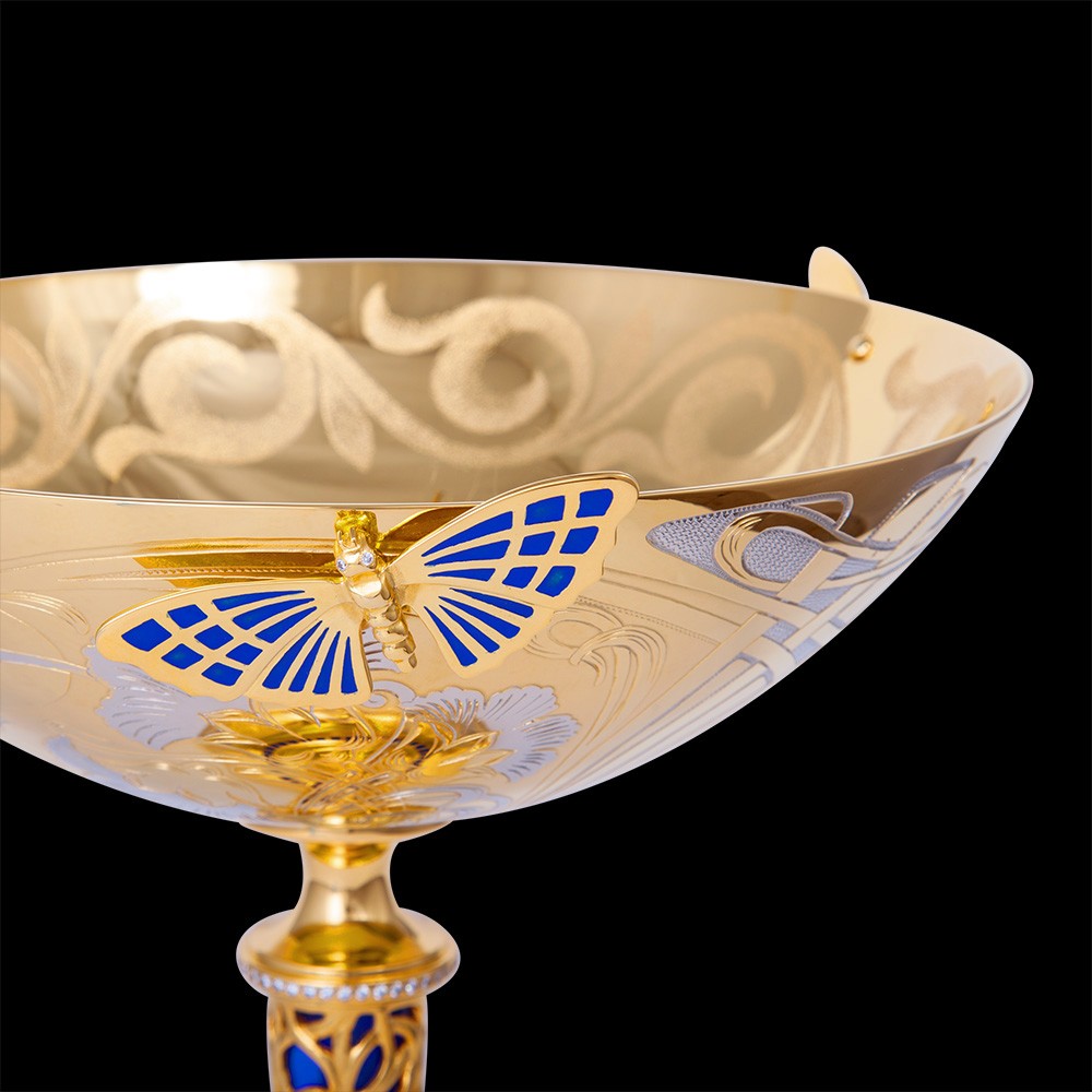 Golden bowl with a butterfly. Great gift for an oriental girl