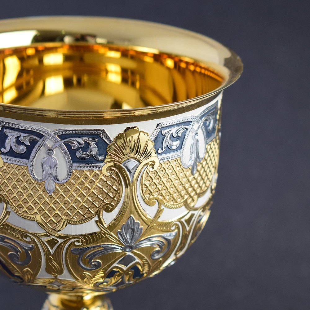 The Art of Metalworking - Gold Cup with Engraved and Enamel Pattern