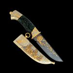 Luxurious handmade knife with the image of lions