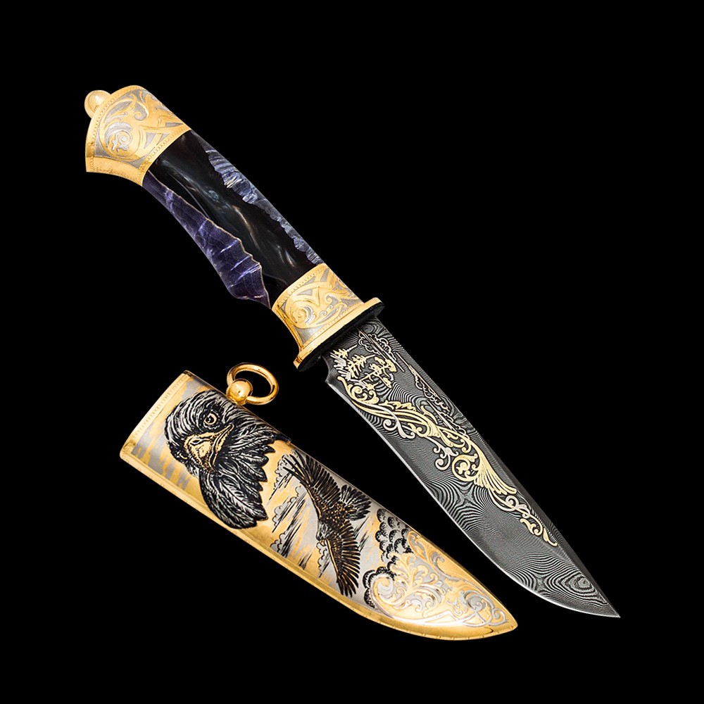 Damascus knife - eagle