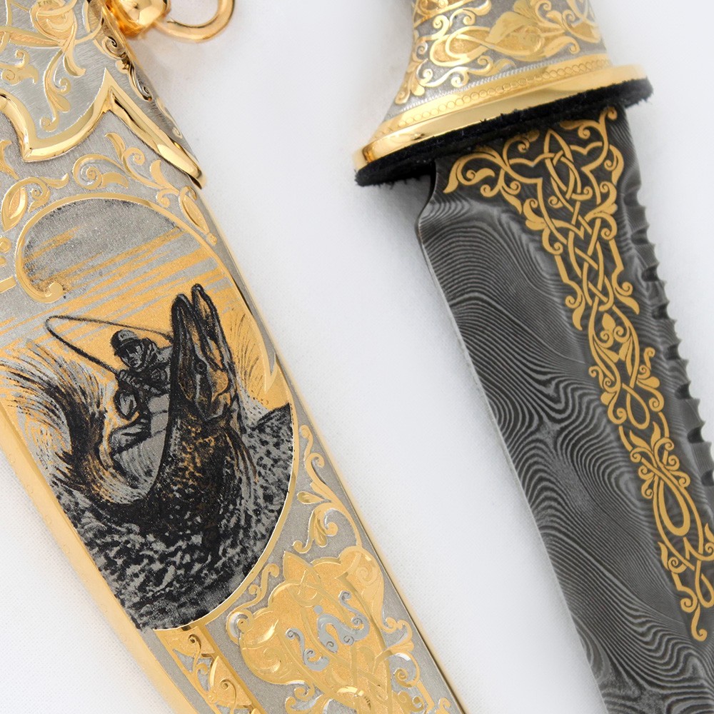 Luxurious handmade knife. Exclusive gift for men, for men who enjoy fishing.