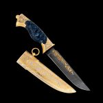 The amazing handwork of the hacksaw is the Eastern knife of damask steel and gold scabbard. The knife is made by masters from Chrysostom. Pegasus Leaders