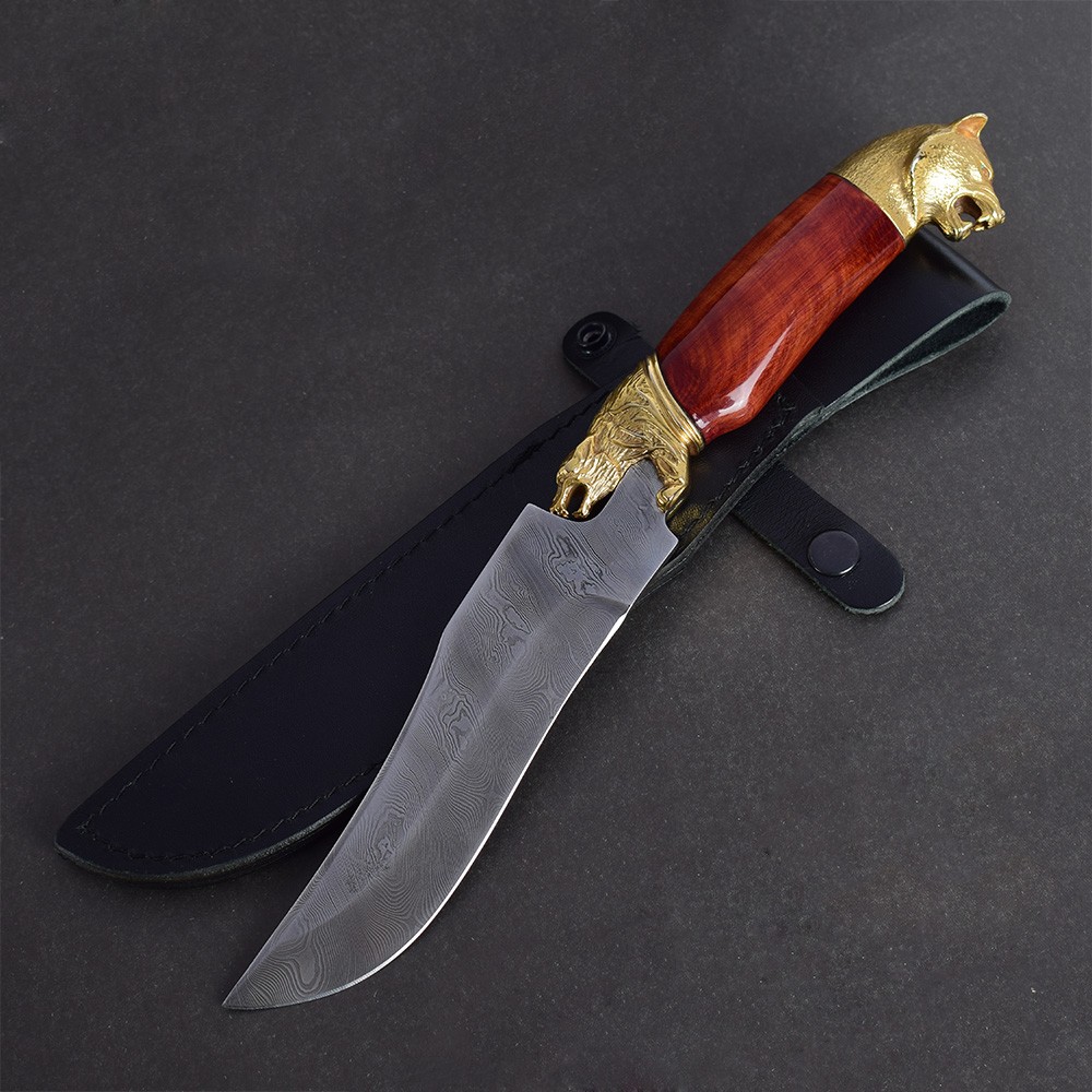 Handmade knife with leather scabbard. Wolf knife