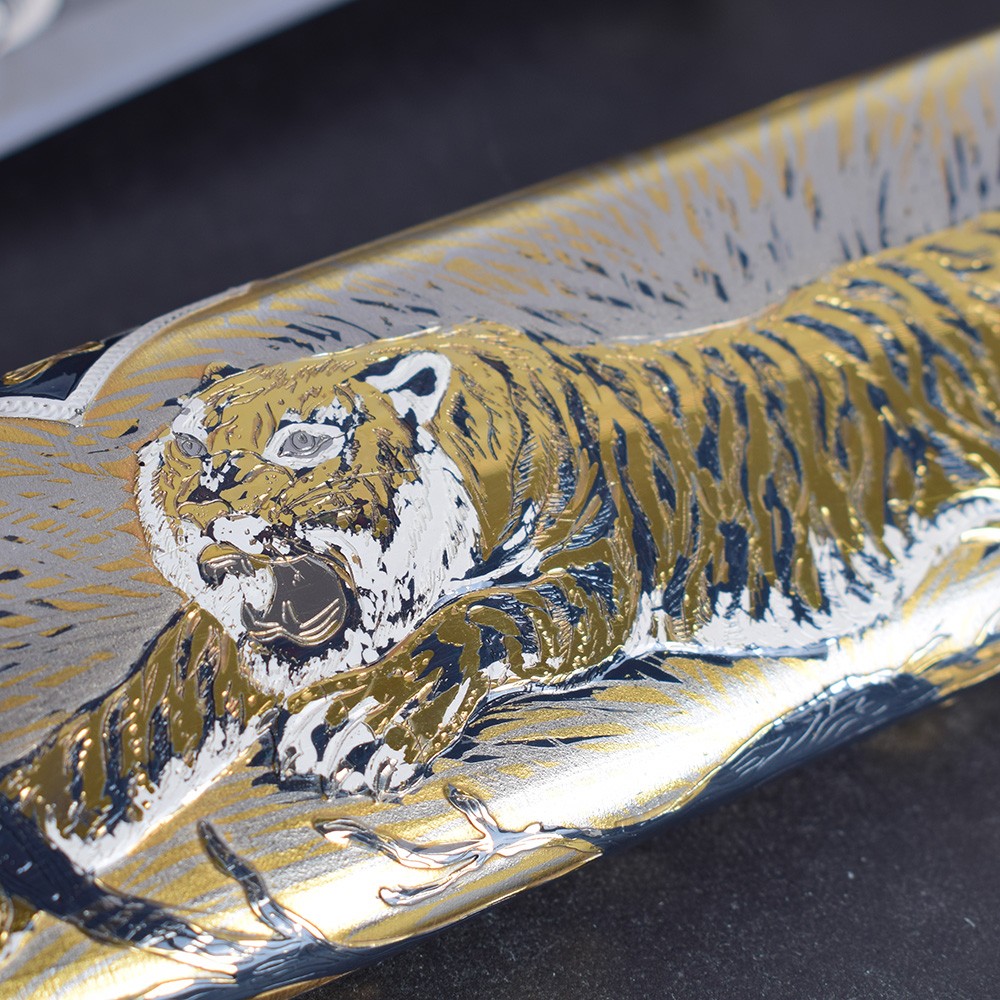 Gold Drawing - The Enraged Tiger on the Scabbard