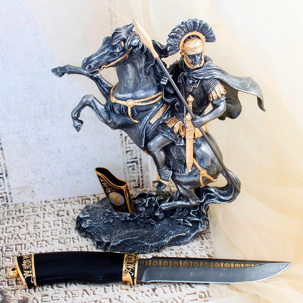 Handmade knife with a stand from a molded sculpture by Alexander the Great
