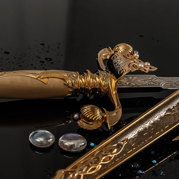 Qatar dagger handmade of gold and pearls for Sheikh Moza bandage Nasser al-Misned