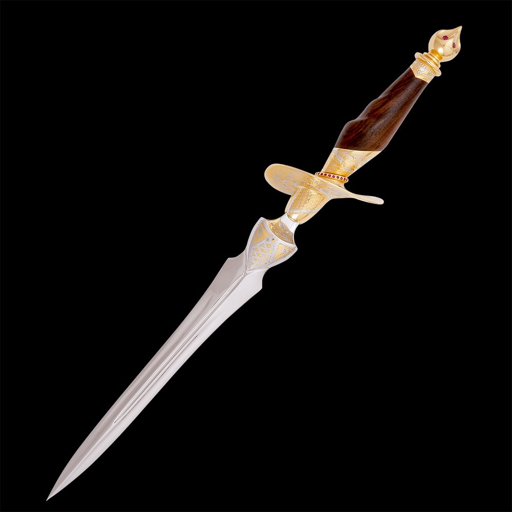 Exclusive handmade women's dagger. Richly decorated with gold and engraving.