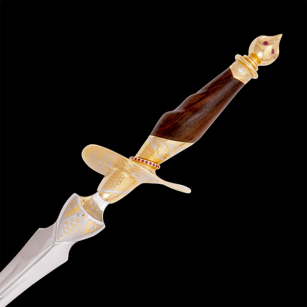 Handmade dagger (Stiletto) in shape resembles a queen of spades. Garda is shaped like a hat