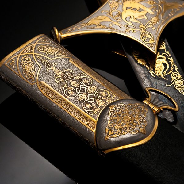 Scabbard decorated with a metal insert coated with gold and rhodium. Exclusive work of Russian gunsmiths