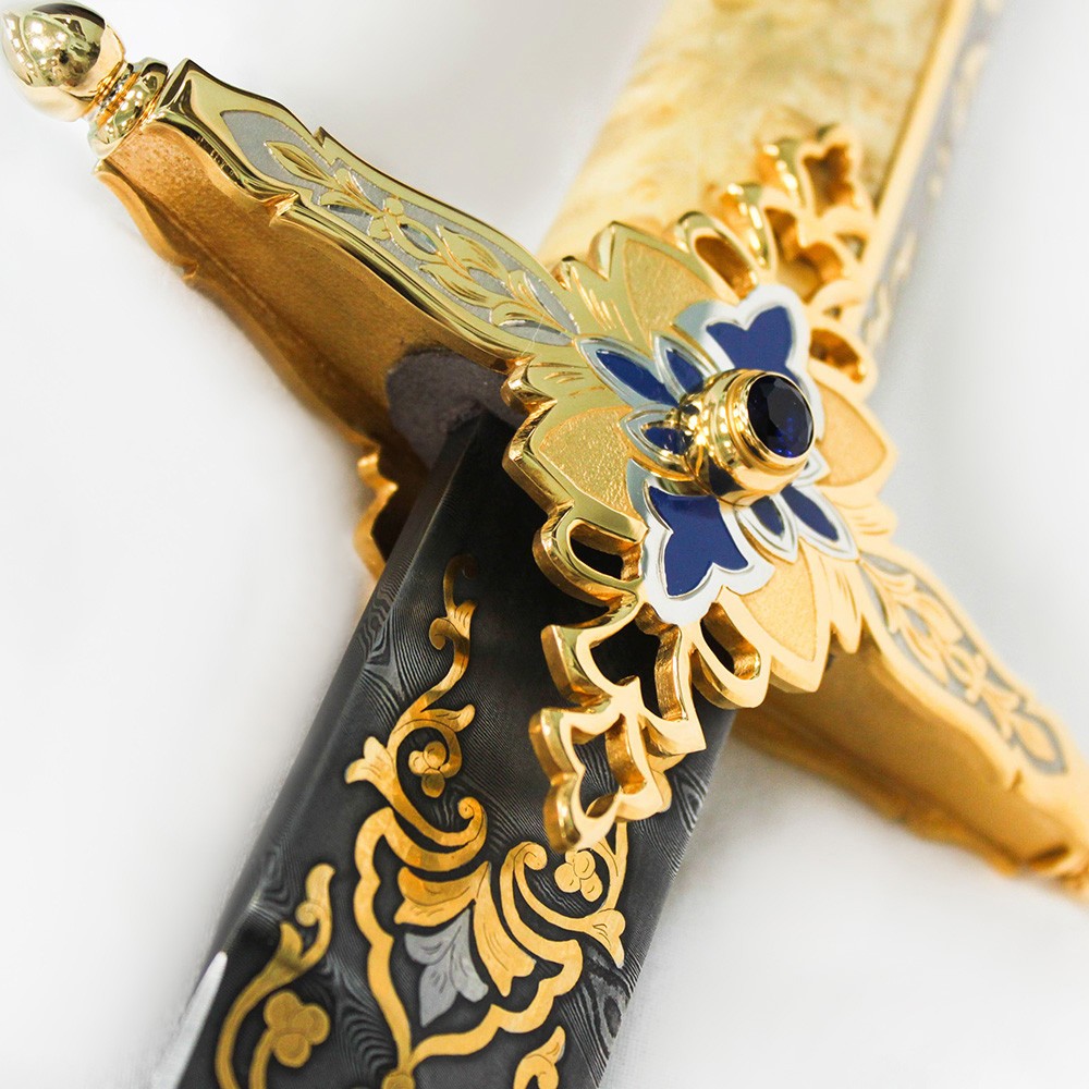Golden crosshairs sabers. Handmade luxury saber
