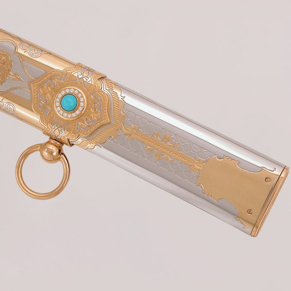 Scabbard of arabic sword plating with gold and silver