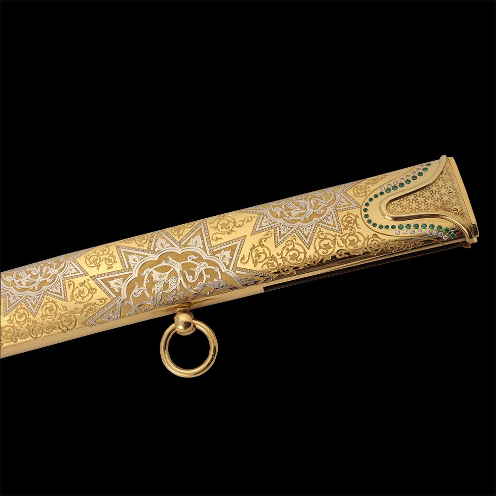 Exquisitely Decorated Golden Scabbard of the Arab Sword