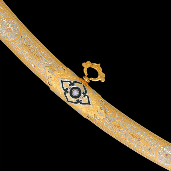 Gold scabbard saber with a ring for attaching to a strap
