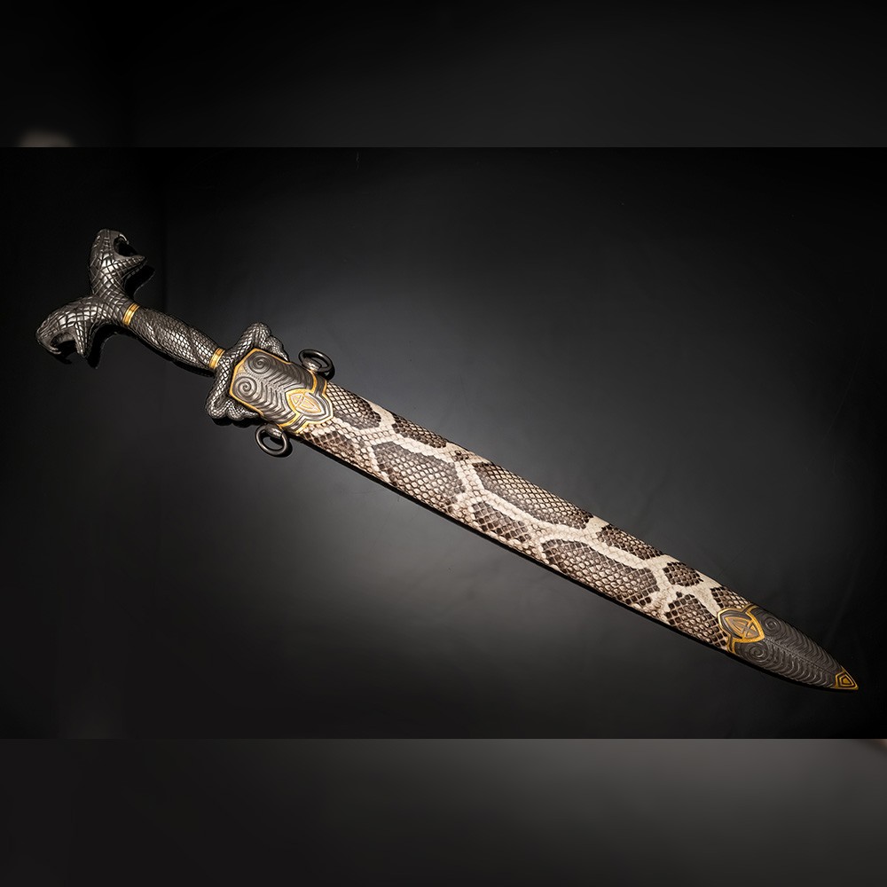 Designer Japanese sword with a scabbard in snake skin