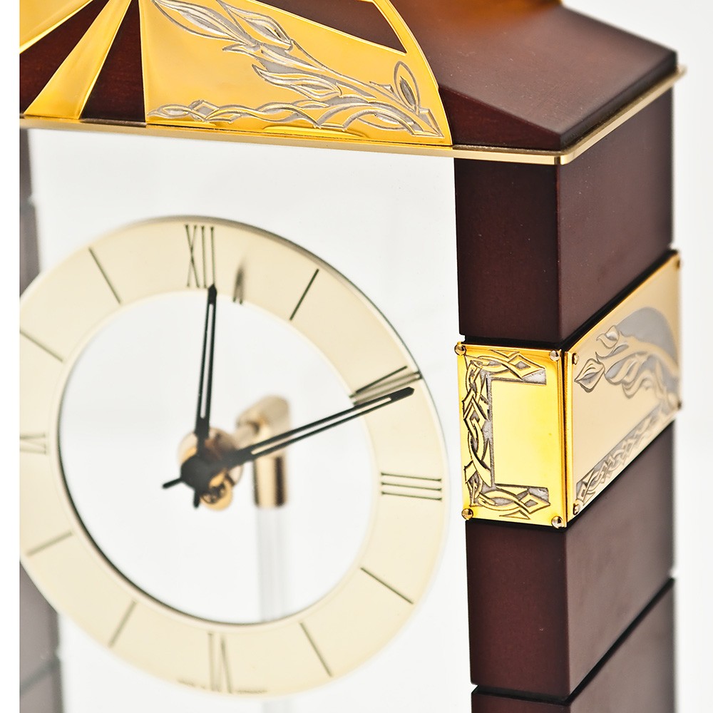 Luxury wood and glass desk clock