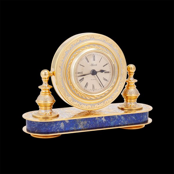 Gold office swivel watch based on natural lapis lazuli