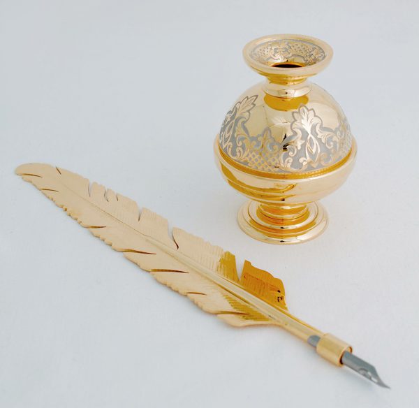 Feather with an inkwell decorated with Zlatoust engraving