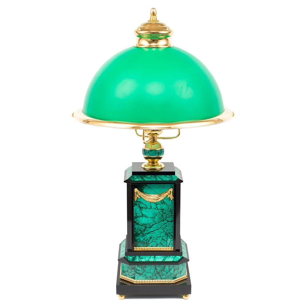 Cabinet green lamp. Handmade stone