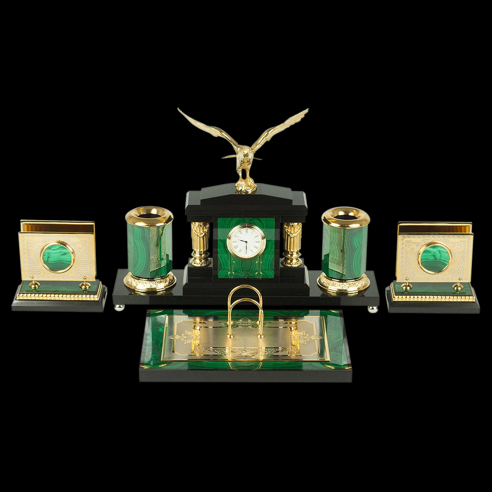 Luxury desk set Eagle (malachite) Pegasus Leaders Free shipping