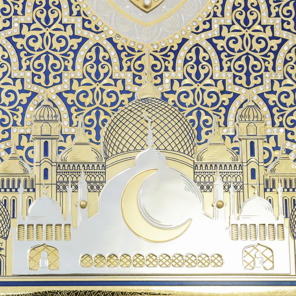 Luxurious Quran with the image of a mosque