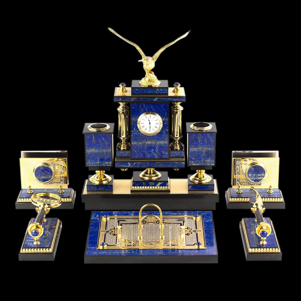 Luxury desk set Eagle (lapis lazuli) Pegasus Leaders Free shipping