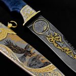 damascus blade with gold pattern
