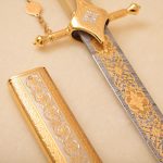 damasscus steel and golden scabbard