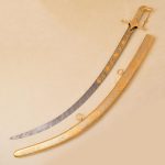 sword damasscus steel and golden scabbard