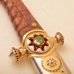 sword with wood handle decorated cubic zirkonia