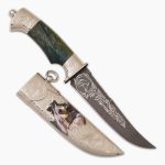 damasccus knife with horse